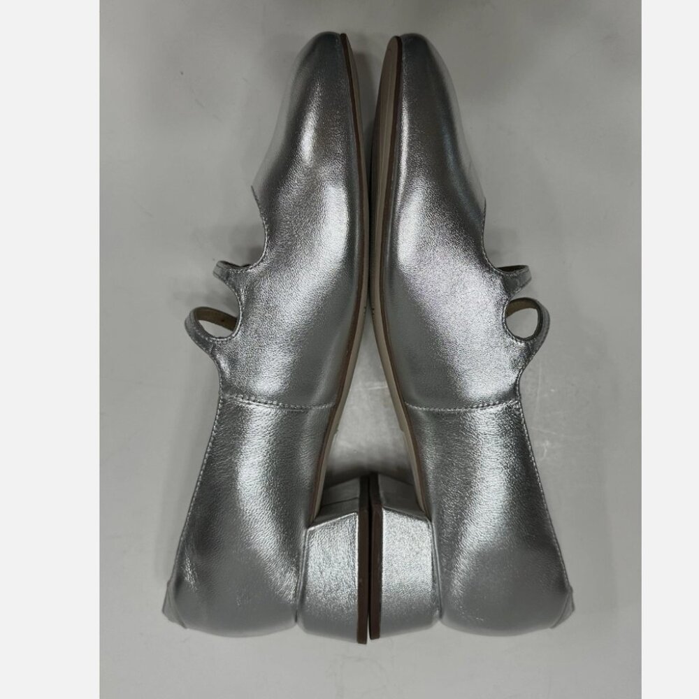 CLARKS Leather Shine Heeled COMFORT Pumps 9 NEW retail $120 sold out in silver